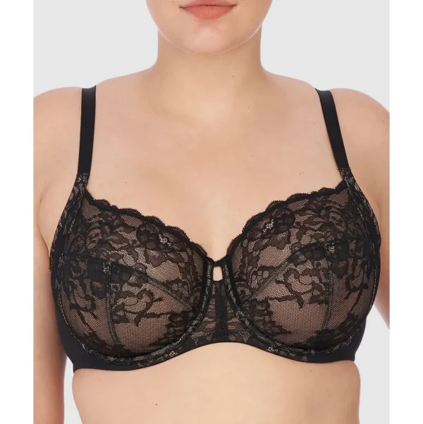 Buy Statement Supportive Full Figure Wired Lace Bra Black/Cafe