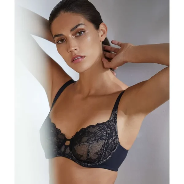 Buy Statement Supportive Full Figure Wired Lace Bra Black/Cafe