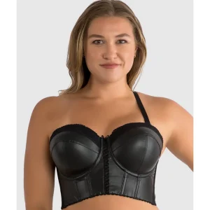 Buy Stevie Faux Leather Longline Bustier Bra Top