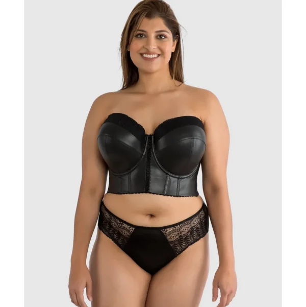 Buy Stevie Faux Leather Longline Bustier Bra Top