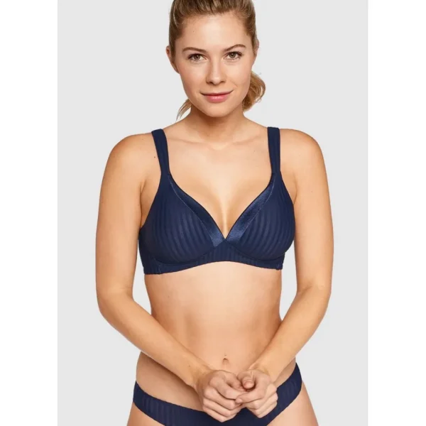 Buy The Wednesday Wide Strap Wirefree Bra-Navy