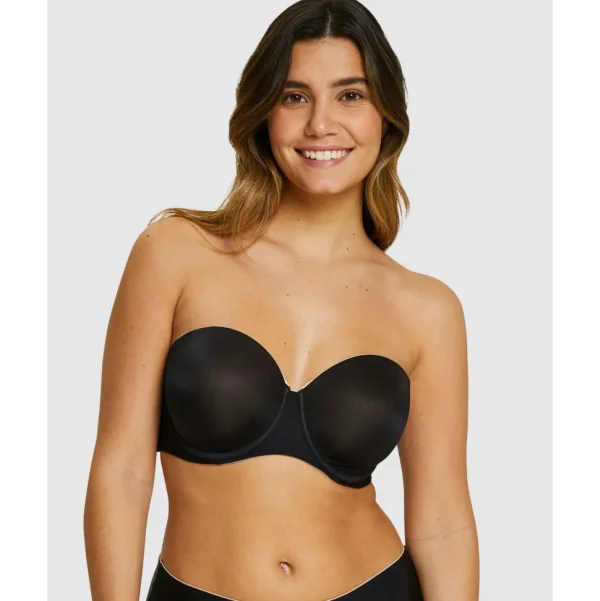 Buy Unseen Bandeau Bra Wired Molded Foam Cup-Black/Blush