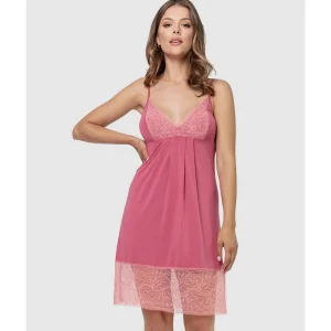 Buy Viscose & Lace Thin Strap Chemise Nightdress