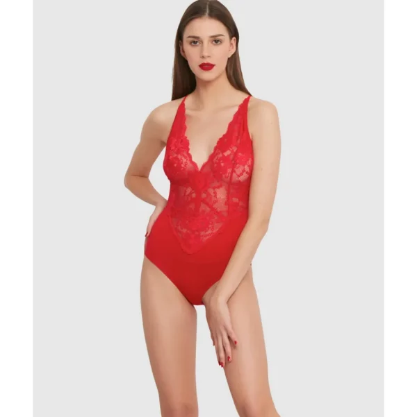 Buy Viscose & Sheer Lace Lingerie Bodysuit