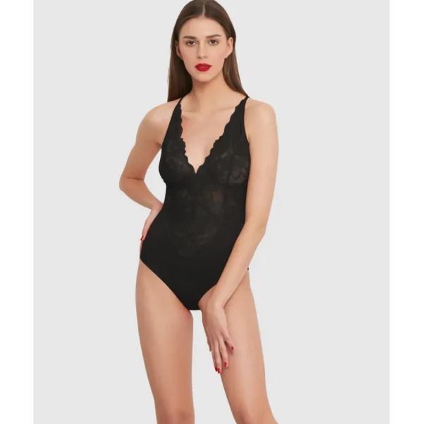 Buy Viscose & Sheer Lace Lingerie Bodysuit