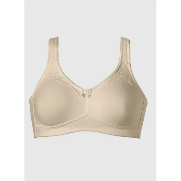 Buy Wide Strap Wirefree Cotton Bra with Lace-Light Beige